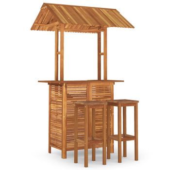 Juego Muebles De Bar De Jardín 3 Piezas Madera Maciza De Acacia Vidaxl