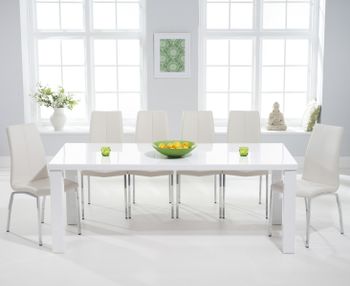 Atlanta 200cm White High Gloss Dining Table with Cavello Chairs