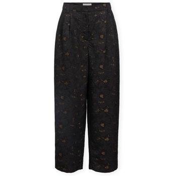 Object Pantalones Lovia Trousers - Black/Seal Brown para mujer