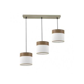 Regleta Cloe 3xe27 Cuero/blanca-madera Oscura Regx60x16 Cm