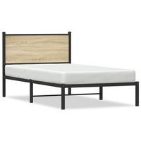 estructura de cama con cabecero metal roble sonoma 100x200 cm