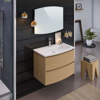 Mueble De Baño 80 Cm Sand 2 Cajones Roble T-bath Incluye Lavabo