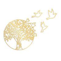 decoracion pared de metal arbol and birds 4 oro 61x56 cm