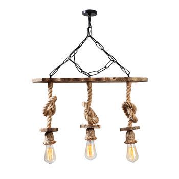 Lámpara De Techo Erebos-111-av Madera Negro Madera Metal 63x11x75 Cm