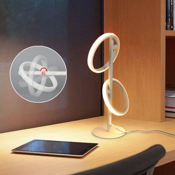 Led Lámpara De Mesa Blanca  Anillo Moderno Lámpara De Mesa Giratoria Zmh