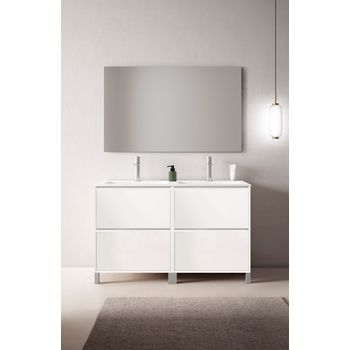 Mueble Porto 140 Cm 4c, Blanco Brillo. Pack Mueble + Lavabo.
