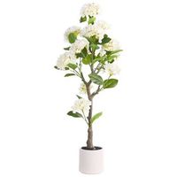planta artificial en maceta con flores decoracion moderna de plastico para interiores hecha a mano 120 cm blanco hortensium