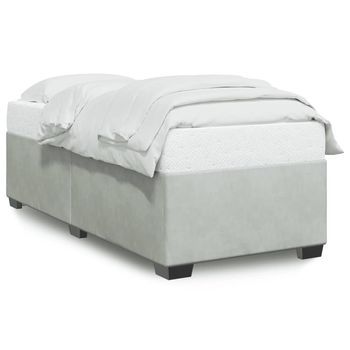 Cama Individual | Cama De Adulto | Estructura De Cama Sin Colchón Terciopelo Gris Claro 90x200 Cm