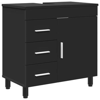 Vanidad De Baño Con Lavabo Con Cajón Negro 60 X 35 X 60 Cm
