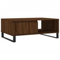 mesa de centro 90x60x35 cm madera trabajada y hierro - marron