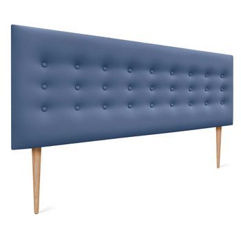Dhome Cabecero De Polipiel Con 3 Hileras De Botones Y Patas Cabezal Tapizado Cama Lujo (azul, 160cm)