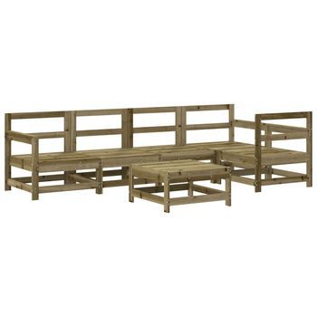 Juego De Muebles De Jardín 6 Piezas Madera De Pino Impregnada