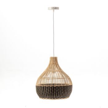 Lámpara de techo BANDOS de mimbre natural y negro E27
