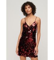 superdry para mujer w8011718a minivestido con lentejuelas disco rojo m casual fiesta poliester sin mangas  tirantes