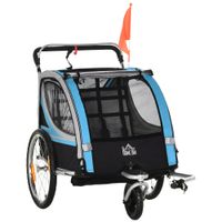 homcom remolque para ninos cochecito cinturon de seguridad de 5 puntos enganche universal acero azul 142 x 75 x 101 cm
