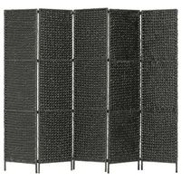 biombo divisor 5 paneles jacinto de agua negro 193x160 cm vidaxl