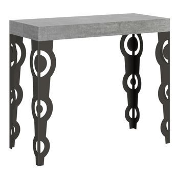 Consola Extensible 90x40/300 Cm Karamay Cemento Estructura Antracita