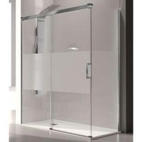 frontal de ducha  puerta corredera glase perfil cromado con cristal serigrafiado  155 cm sin pared lateral