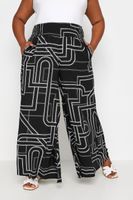 yours pantalones anchos negros estampados mujer curvy y tallas grandes yours
