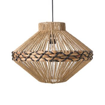 Lámpara Colgante Con Pantalla Trenzada De Cuerda De Papel Lámpara De Techo Boho Natural Rabacca