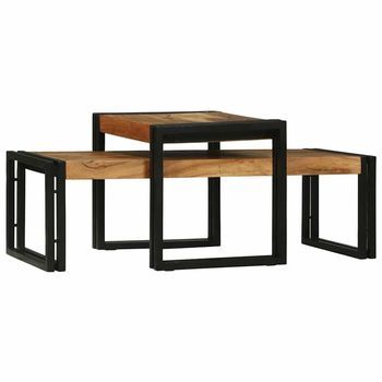 Mesa De Café 2 Pcs Marrón Madera De Acacia Sólida Vidaxl