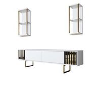 mueble tv con estante line blanco negro