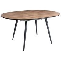mesa de comedor redonda ovalada extensible moderna industrial patas de metal marron seniac