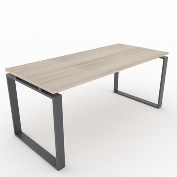Mesa/escritorio Para Teletrabajo, Oficina Y Hogar. Estructura Cerrada Color Gris Grafito. Tablero Color Haya. Fabricado En España. (140x60cm).