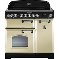 rangemaster classic deluxe 90 electric ceramic range cooker - cream  chrome cream