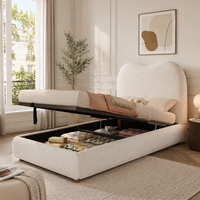 cama infantil tapizada de 90 x 200 cm almacenaje hidraulico beige boucle