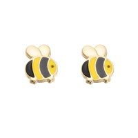9ct gold enamel bee stud earrings - 6mm - g0814