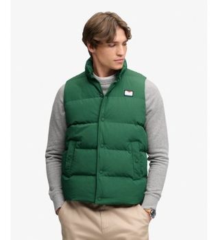 Superdry para hombre. M5012426A Chaleco Everest verde (S), Casual, Poliéster, Outdoor