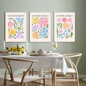 Set de 3 cuadros 182, marco negro, 30x40 cm