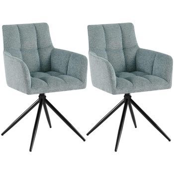 Juego De 2 Sillas De Comedor Jonah Tela Turquesa 59x59x87 Cm Clp