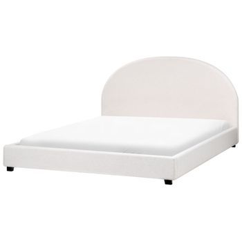 Cama Con Somier Minimalista De Tela 180 X 200 Cm Blanco Crema Vaucluse