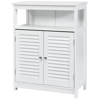 Mueble De Baño De Madera, Mueble De Almacenamiento Para Baño, 60 X 30,5 X 80 Cm, Color Blanco