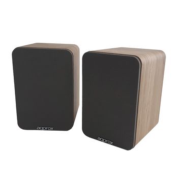APPROX - Altavoces AUTOAMPLIFICADOS APPSPK02 - Caja Madera - 30W+30W RMS - Bluetooth - RCA - COAXIAL - OPTICA - USB - Mando A Distancia (Roble)