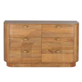 Cómoda de 6 cajones de mango macizo grabado