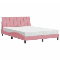 cama con colchon hanko terciopelo rosa 140x200 cm vidaxl