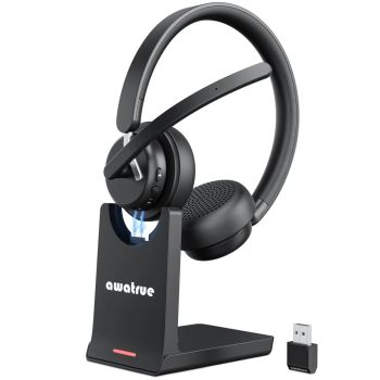 Awatrue EH11 2.4G auriculares inalámbricos bluetooth con base de carga,cancelación de ruido de AI,unidad de controlador