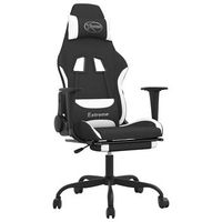 silla gaming de masaje con reposapies tela negro y blanco vidaxl