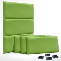 dhome juego de 6 paneles tapizados de polipiel ecologica pack autoadhesivos para pared acusticos absorbentes proteccion verde 60x40cm x6
