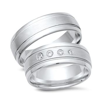 Alianzas oro blanco 18 quilates 4 diamantes