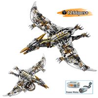 nuevo set de bloques de construccion de pterodactilo mecanico con luz modelo de animales articulados regalo stem de cumpleanos juguete para ninos 1266 piezas