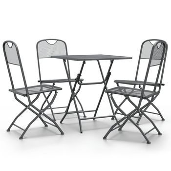 Set De Comedor De Jardín 5 Piezas | Mueble De Jardín Malla Metal Expandido Antracita