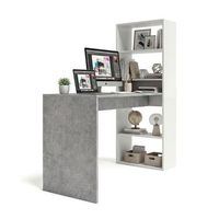 mesa de escritorio con estanteria 120x50 cm cosmic blanco artik blanco mate - gris cemento 120 x 71 x 53 cm