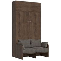 mueble cama 120x190 cm con sofa y mueble alto de madera de nogal kanto-color microfibra 41