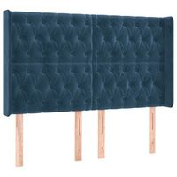 cabecero cama mueble de dormitorio con led de terciopelo oscuro 147 x 16 x 118128 cm azul m020001290