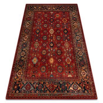 Alfombra De Lana Omega Parillo Marco Rojo Rubí 235x350 Cm