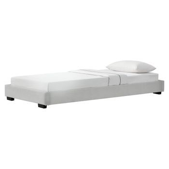 Corium® Cama Individual - Tapizado En Piel Sintética - 90 X 200 Cm - Somier Moderno Con Listones Para Cama - Blanco